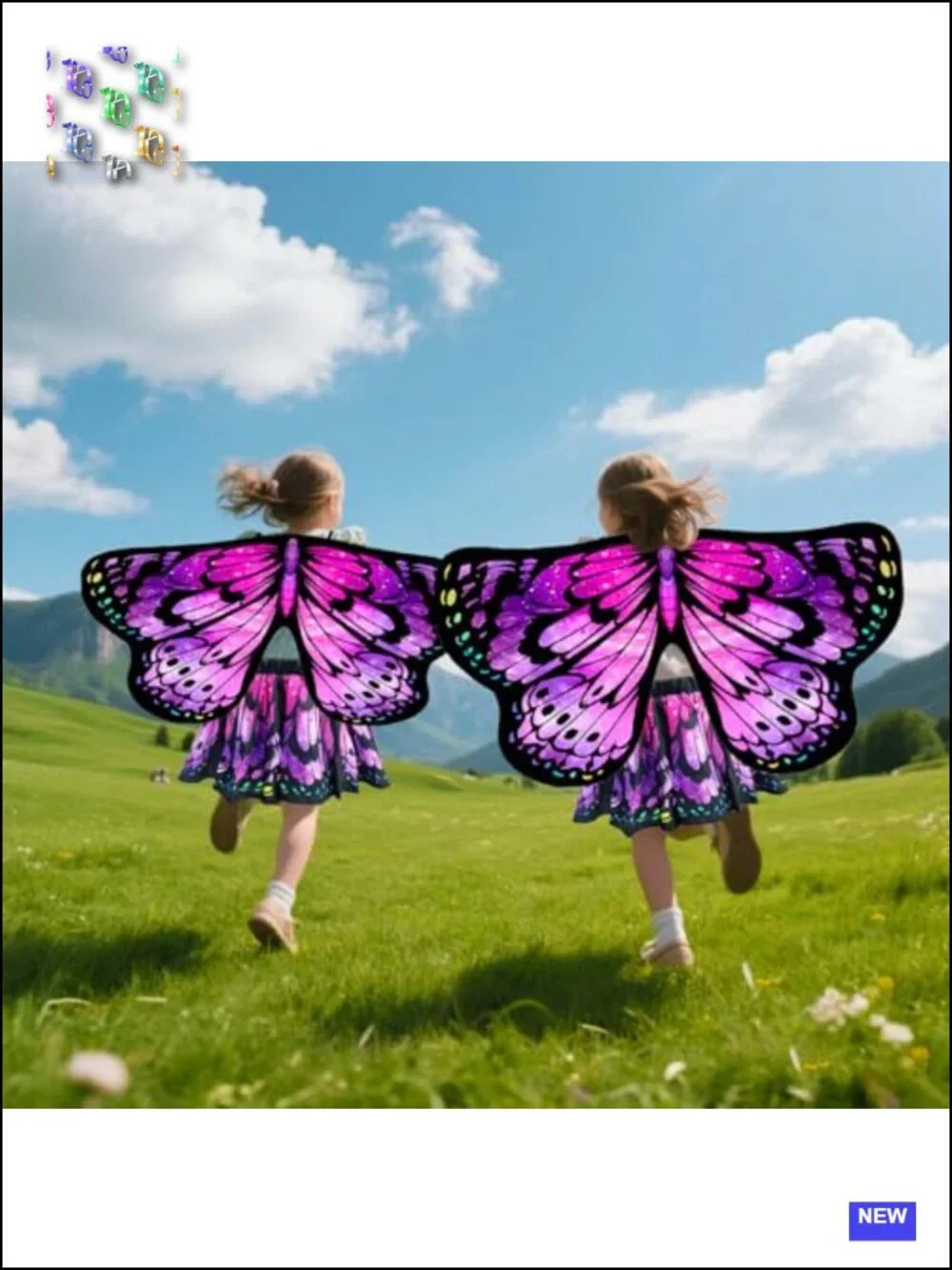 Girls Butterfly Wings Costume with Skirt Halloween Fairy Cape Dress Up Set
